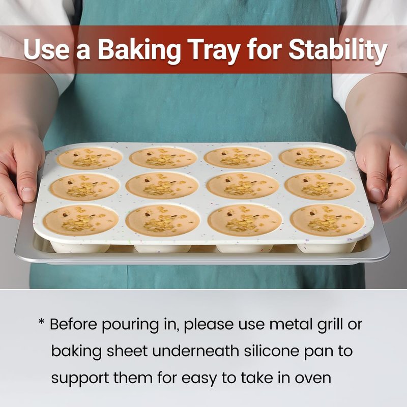CAKETIME Silicone Muffin Pan, Regular Size Muffin Pan for Baking 12 Cups Non Stick Silicone Cupcake Pan 1 Pack Confetti