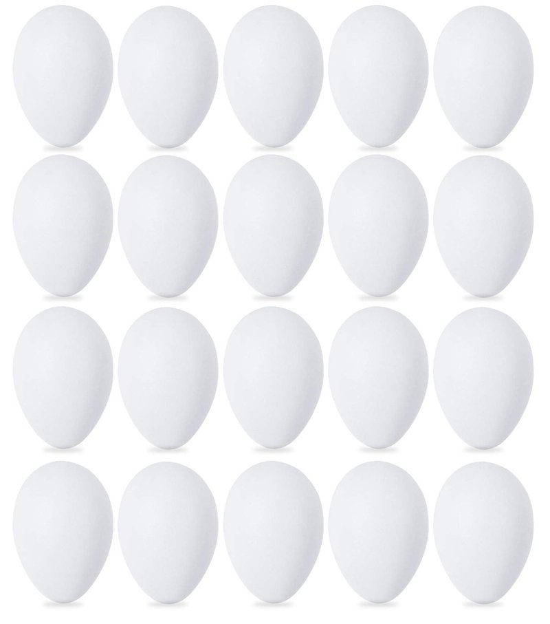Double Couple 20 PCS White Plastic Eggs for Hunts, Basket Fillers, Gift, Compatible with Egg Decoration Spinner Machine