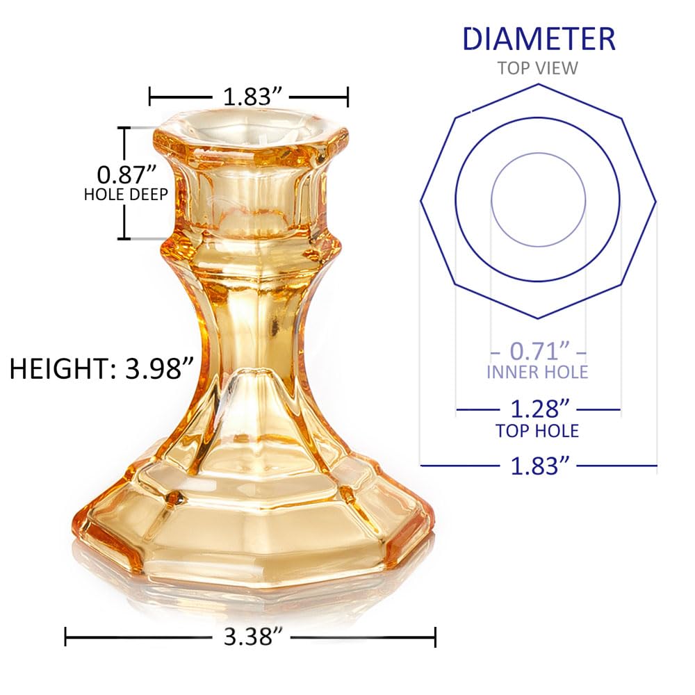 ELIVIA (6 Pack) Gold Glass Candlestick Holders, Taper Candle Stick Holders Set for Wedding & Home Decor - CH06 - Rusty Orange