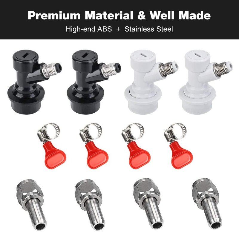 Ball Lock Keg Disconnect Quick Ball Lock MFL Disconnect Flared 5/16” Gas 1/4” Liquid Barbed Stainless Swivel Nuts for Corny Keg Post Ball Lock Keg Fittings for Homebrew with Clamps