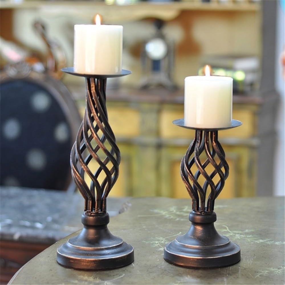 Candlestick Holders Vintage Candlestick Ornaments Candlelight Dinner Table Candle Holder for Wedding, Church, Halloween Candle Holders(Large)