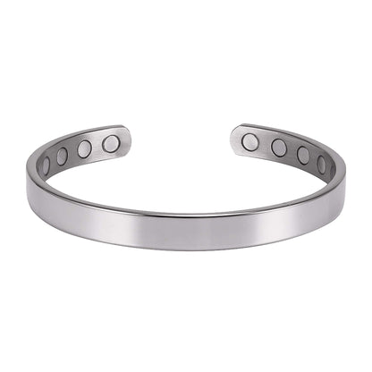 MagnetRX® Magnetic Bracelets for Men & Women - Elegant Bangle Men’s Cuff - Golf/Tennis Elbow & Balance, Stainless Steel Magnetic Bracelets for Women (Polished Silver | Small)