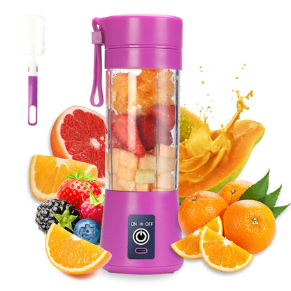 Portable Blender Cup,Electric USB Juicer Blender,Portable Juicer For Shakes and Smoothies, juice,380ml, Six Blades Great for Mixing,light purple