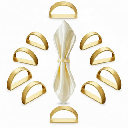 20 Pcs Stainless Steel Napkin Rings Metal Napkin Ring Holders Fall Thanksgiving Modern Serviette Buckles Metallic Adornment for Table Kitchen Dinner Party Wedding (Matte Gold Semicircle)