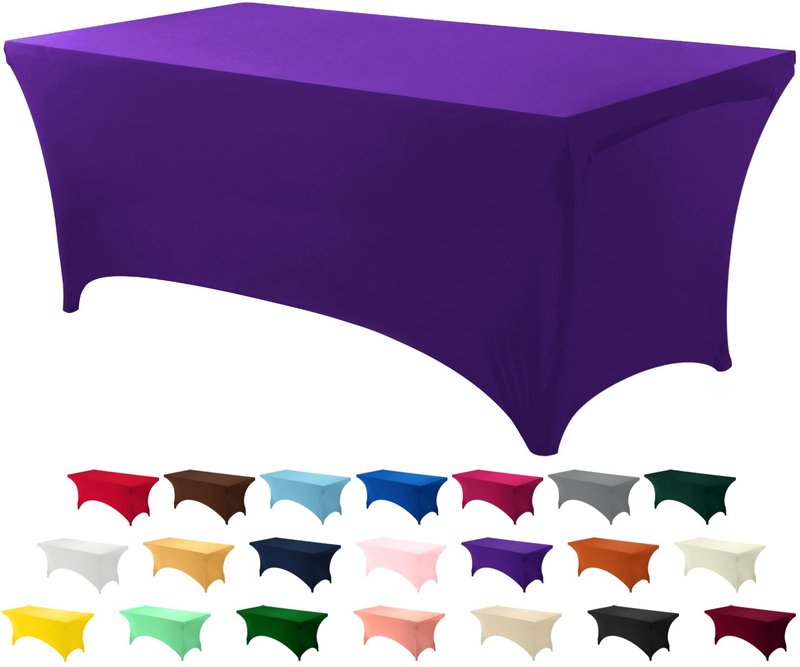 Utopia Kitchen Spandex Tablecloth 10 Pack [6FT, Purple] Tight, Fitted, Washable and Wrinkle Resistant Stretch Table Cloth Rectangle Cover for Trade Show, Weddings & Parties [72Lx30Wx30H Inch]