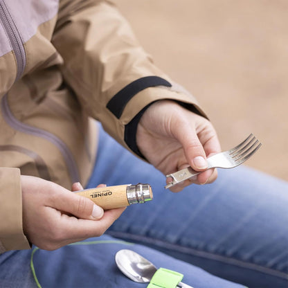 Opinel Picnic+ Cutlery Insert Set for No. 8 Folding Pocket Knives, Fork and Spoon Insert, Micro Fiber Napkin, Made in France