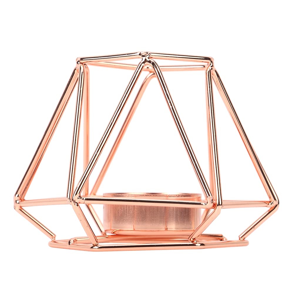 Geometric C and le Holder,Metal Nordic C and lestick,Centerpieces for Wedding, Home Decor Ceremony and Anniversary,C and lestick for Home Tabletop Art Deco(Rose Gold)