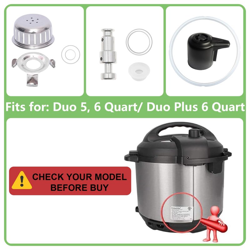 11 PCS Instant Pot Accessories for Duo 5, 6 Quart Qt IP-DUO50 IP-DUO60, InstantPot Replacement Parts Include 2 Sealing Ring, Steam Release Valve, Anti-Block Shield, Float Valve and Gasket