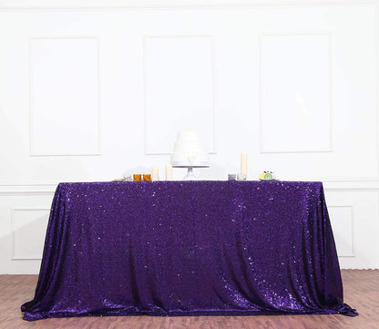 SquarePie Sequin Tablecloth 60 x 102 Inch Purple Sparkly Table Cloth for Halloween Wedding Party
