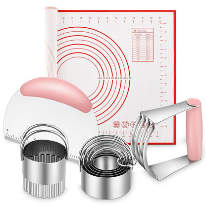 Pastry Cutter, Biscuit Cutter, Dough Scraper, Silicone Baking Mats, Stainless Steel Pastry Blender Set, Dough Cutter Biscuit Cutter Baking Pastry Mat Dough Blender Tools & Pastry Utensils (5 Pcs/Set)