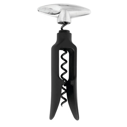 True Self Pulling Corkscrew Wine Opener, Durable Plastic with Easy Turn Chrome Handle, Wine Bottle Opener for Bartenders, Home Bar Tools, Bar Cart Accessories, Kitchen Essentials, Set of 1, Black
