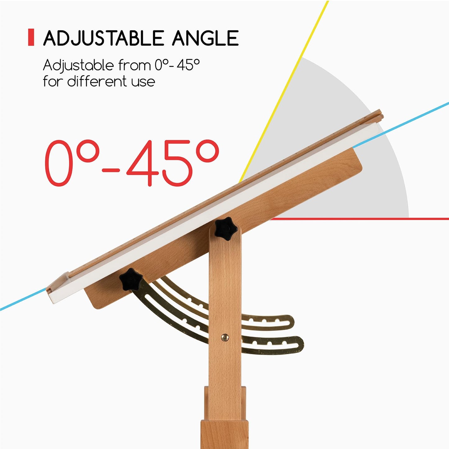 MEEDEN White Adjustable Drafting Table: 35.5" x 23.5" Art Drawing Desk with Height Adjustment - Solid Beech Wood Craft Painting Table - Large Tilting Table for Adults Artists Writing Working