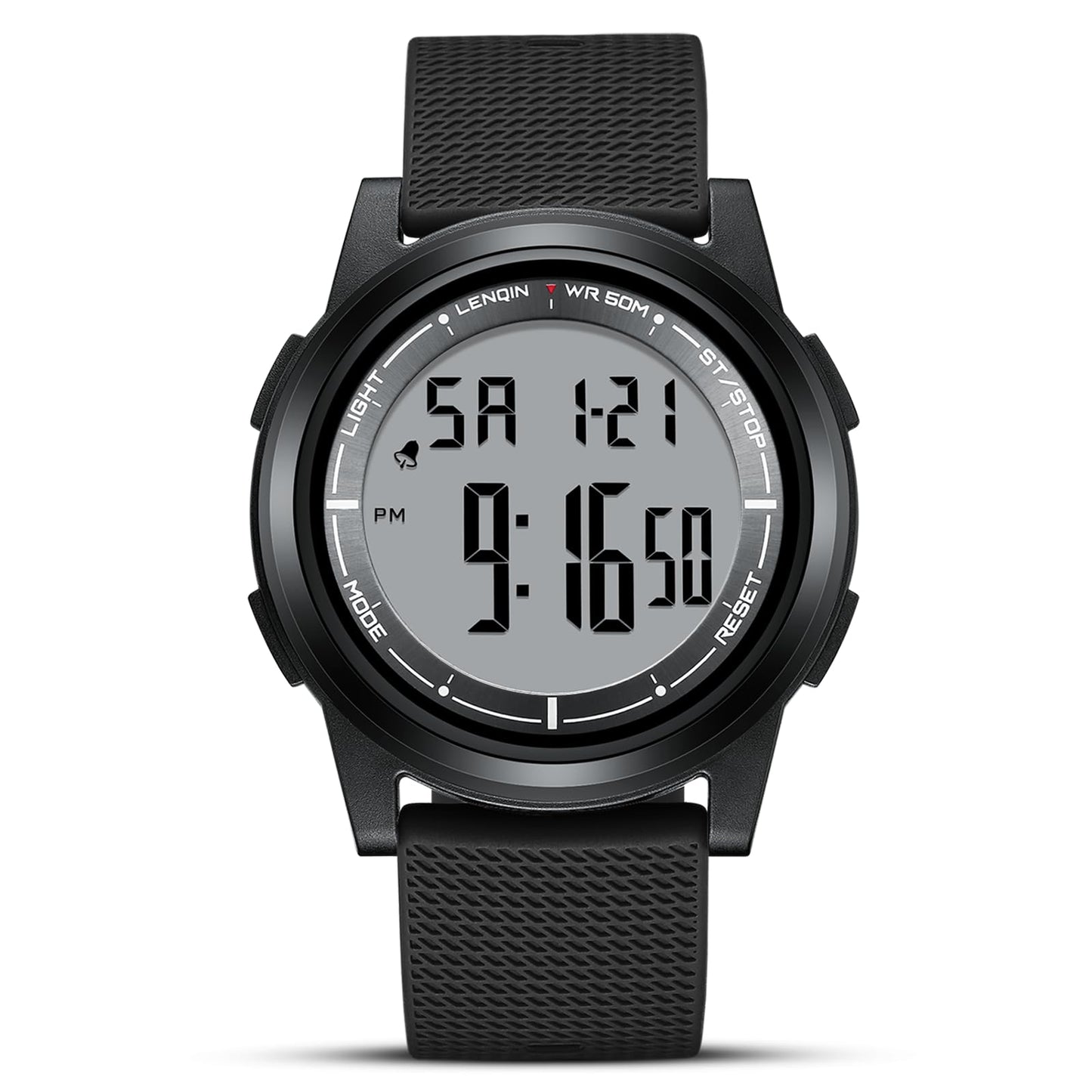 HANPOSH Mens Digital Watch Ultra Thin Minimalist Sports Waterproof Outdoor LED Screen Large Face Wrist Watches for Men with Back Light Alarm Date Stopwatch