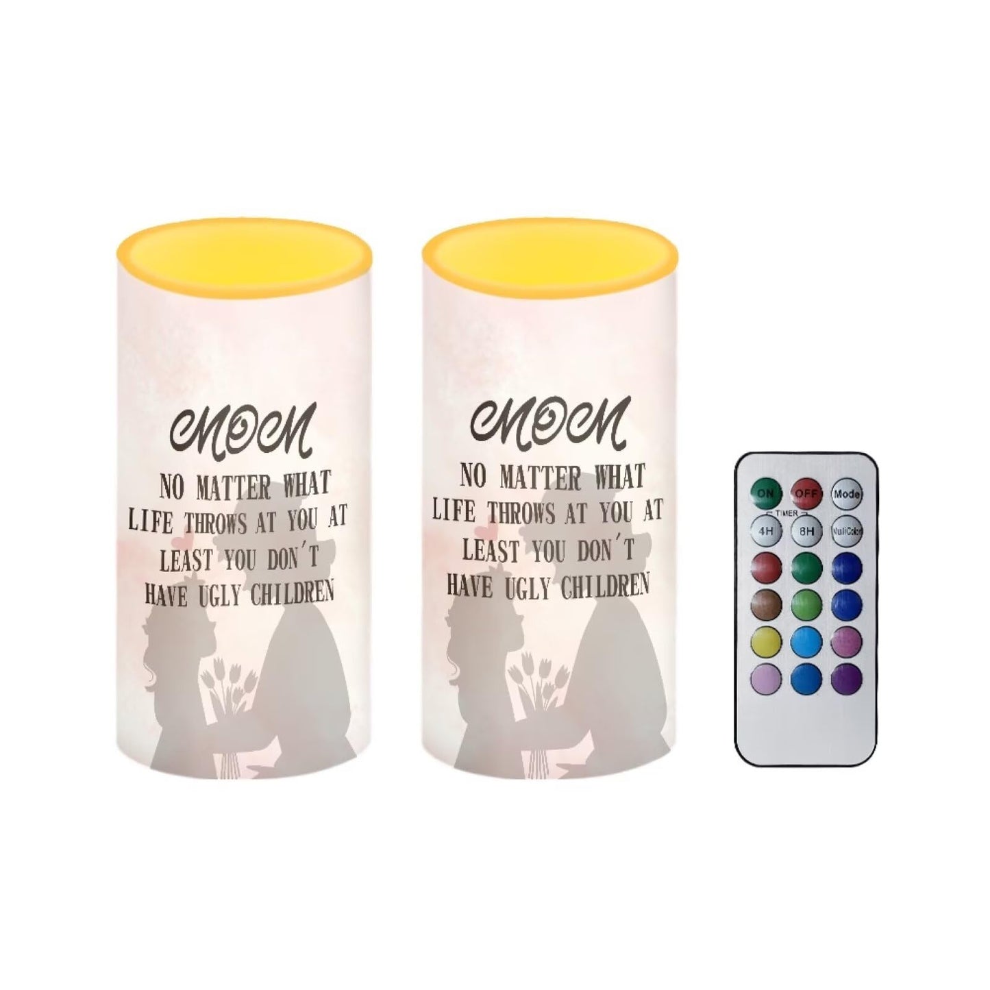 Luarisgur Mother Day Candles Battery Operated Flameless Candles with Remote Spring Decorations LED Fake Candles for Home Bedroom Mom Daughter Floral Print Table Decor 3 inch Set of 2