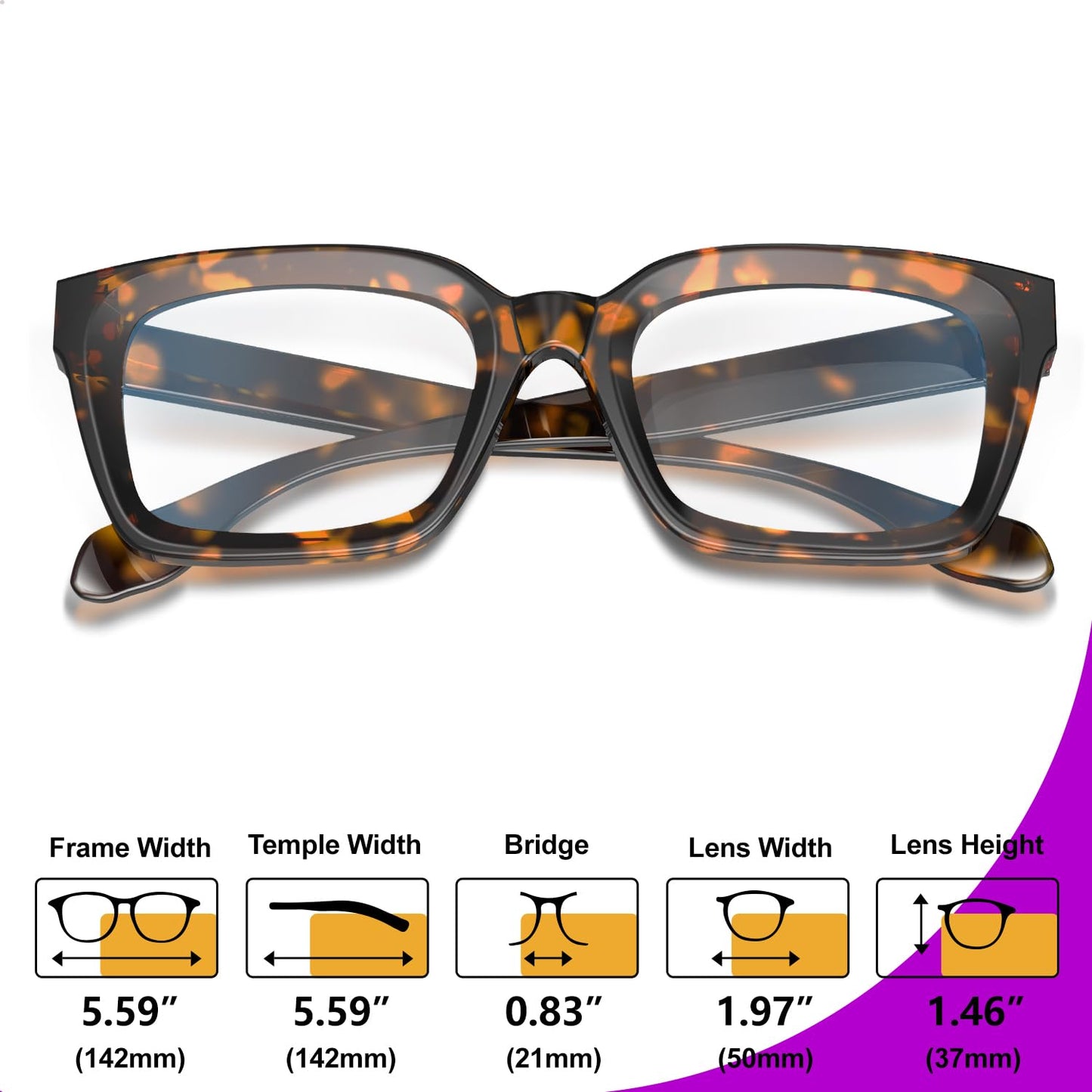 VISOONE Chunky Square Blue Light Blocking Glasses with Anti Computer Glare for Working Women Men MONTANA