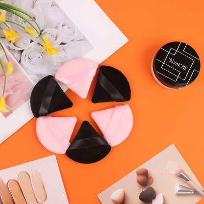 Pimoys 12 Pieces Powder Puff Face Triangle Makeup Sponge for Loose Powder Setting Powder Velour Foundation Blender Sponge Beauty Makeup Tool, Black