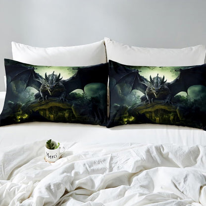 Erosebridal Flying Dragon Bedding Print for Boys Girls Room Decor - Dragon Bedding King, Exotic Dragon Comforter Set Tropical Rainforest Quilt Soft Microfiber Duvet Insert with 2 Pillow Cases