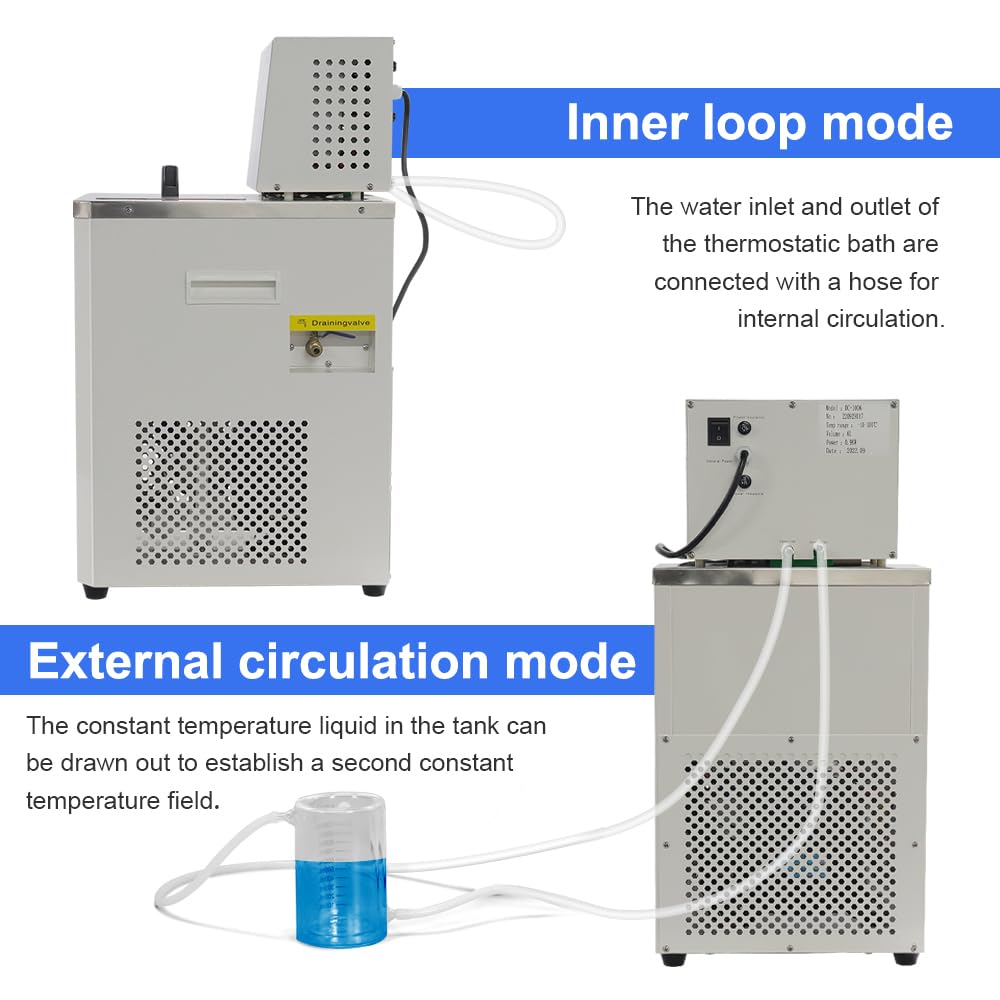 US In Stock -10℃ ~100℃ Laboratory Chiller Circulator 6L Chiller Lab Low Temperature Cooling Liquid Circulator Pump Chiller Lab Recirculating Chiller Water Bath Recirculating Water Cooling Chiller,110V