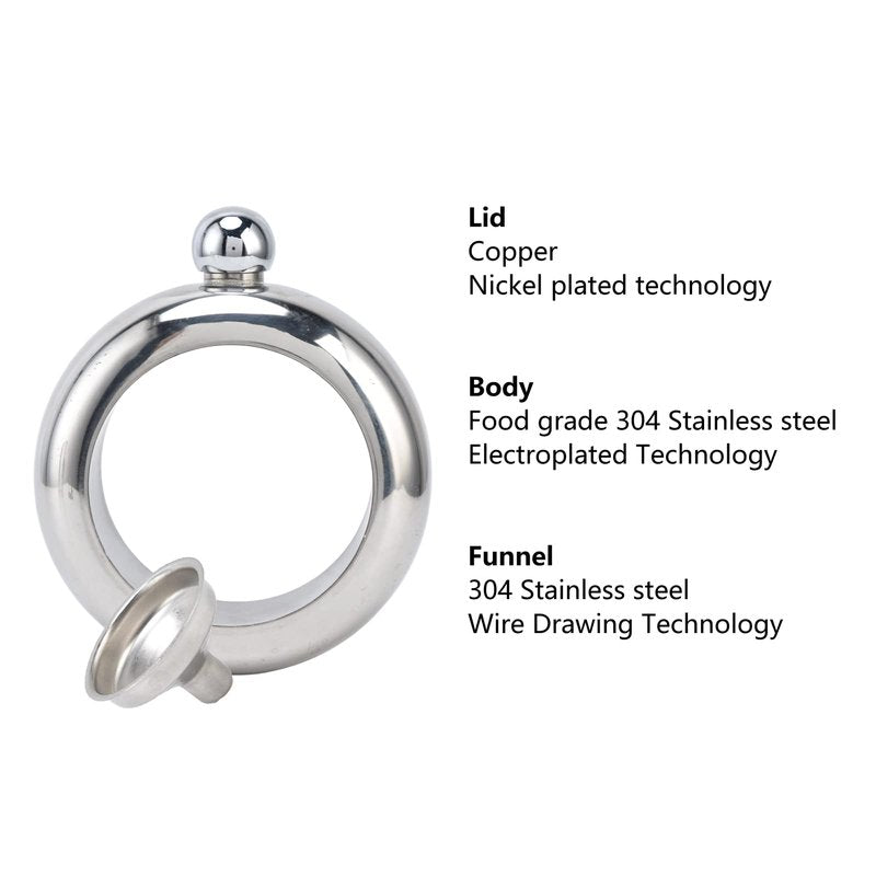 Wine Flask Gift, NonRusty Stainless Steel Flask Bracelets for Whiskey