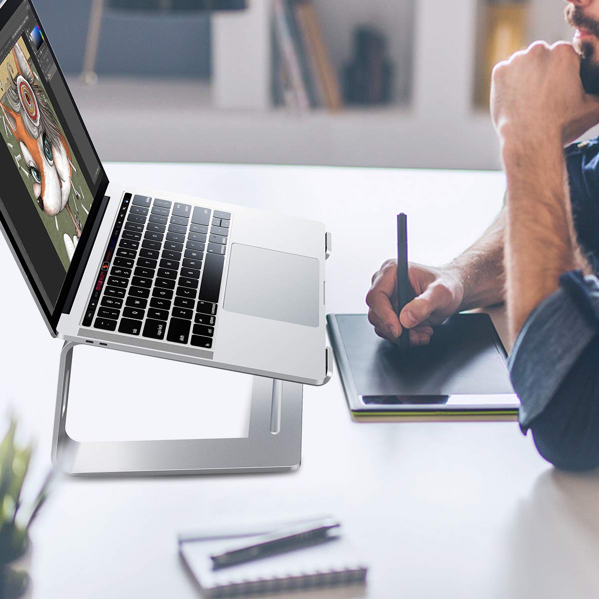 Laptop Stand for Desk, Detachable Laptop Riser Notebook Holder Stand Ergonomic Aluminum Laptop Mount Computer Stand, Compatible with MacBook Air Pro, Dell XPS, Lenovo More 10-18" Laptops