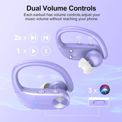 Ear buds Wireless Bluetooth Earbuds 2025 NEW Bluetooth 5.3 Sport Headphones 68Hrs Playtime with LED Display Powerful Bass Over Ear Earphones with Earhooks IP7 Waterproof USB C for Workout/Running