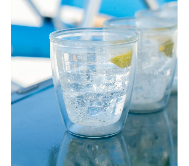 Tervis Clear & Colorful Tabletop 12oz Made in USA Double Walled Insulated Tumbler Travel Cup Keeps Drinks Cold & Hot, 12oz - 4pk, Clear