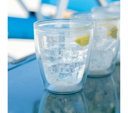 Tervis Clear & Colorful Tabletop 12oz Made in USA Double Walled Insulated Tumbler Travel Cup Keeps Drinks Cold & Hot, 12oz, Clear