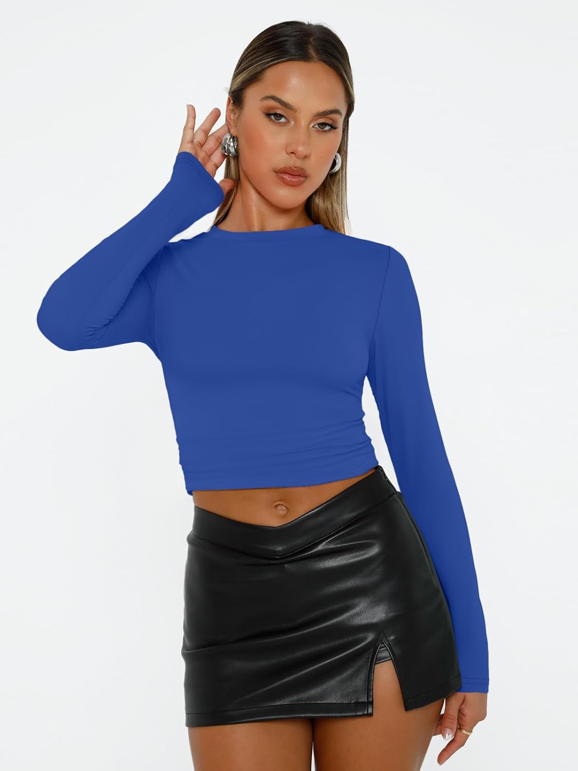 AUTOMET Womens Long Sleeve Shirts Basic Compression Going Out Crop Tops Fall Fashion Y2K Clothes 2025