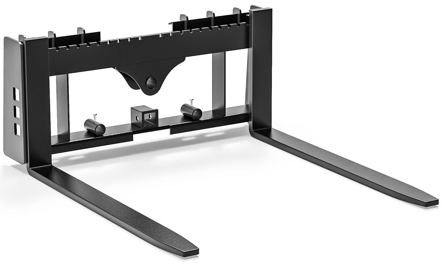 YITAMOTOR 45" Pallet Forks Frame Attachment with 48" Pallet Forks Forklift Blades, 4000 lbs Capacity with 2 Inch Receiver Hitch & Spear Sleeves for Kubota Bobcat Skid Steer Loaders Tractors