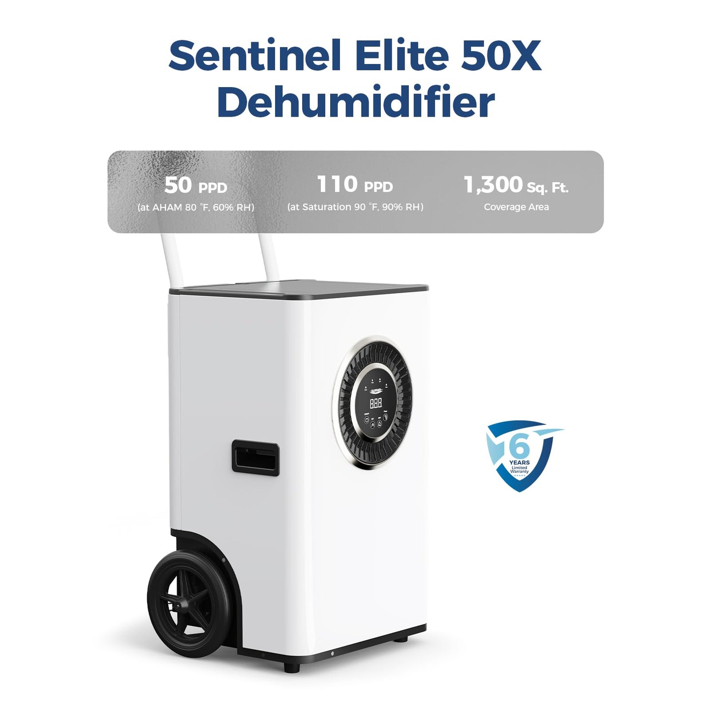 ALORAIR 110 PPD Commercial Dehumidifier with Pump & Drain Hose, LGR Tech Dehumidifiers for Large Room, Basement, Warehouse, Industrial Space, 6 Years Limited Warranty, Sentinel Elite50X