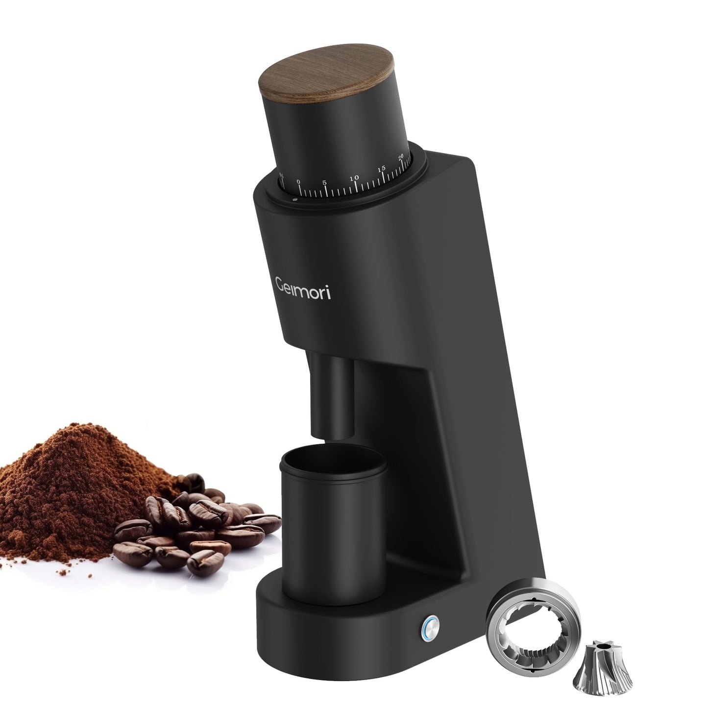 Burr Coffee Grinder,Wirsh Electric Single Dose Coffee Grinder Geimori GU38 with 38mm 6-Core Conical Burr,Stepless Adjustment for Espresso,Drip,French Press,Cold Brew,Bellows Included.