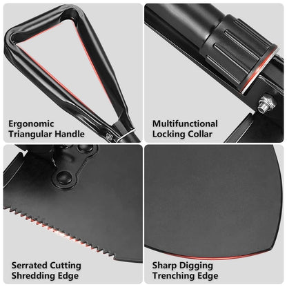Camping Shovel, 18.5'' Lightweight Digging Shovel Portable Ergonomic High Carbon Steel Folding Shovel for All Occasions Outdoor Camping Hiking Garden Emergency