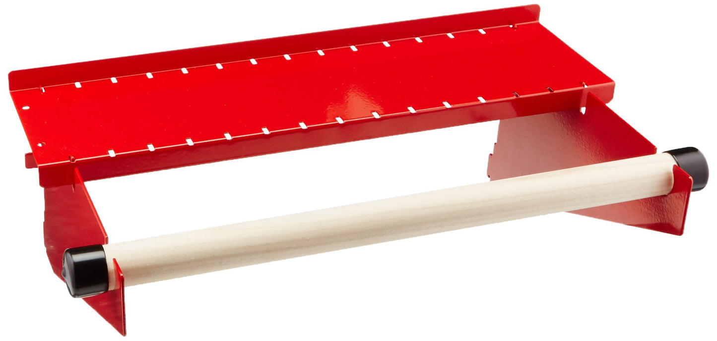 Wall Control Pegboard Paper Towel Holder and Dowel Rod Shelf Assembly for Wall Control Pegboard and Slotted Tool Board - Red