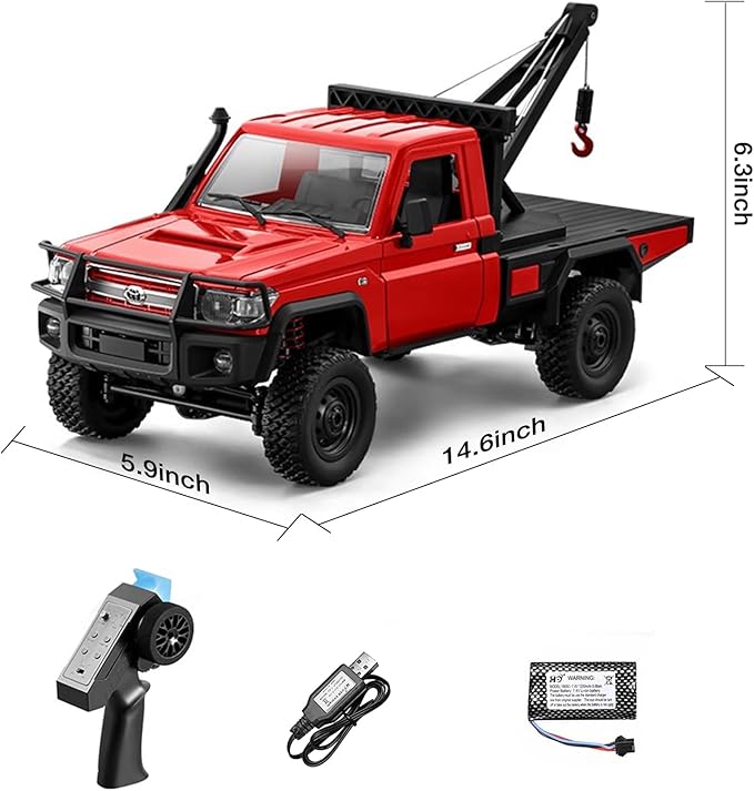 1/12 RC Crane Truck MN-82T LC79 RTR RC Crawler 4WD Off-Road Tow Car RTR 2.4GHz RC Pick-up Trail Truck for Adults Hobby Toys (Yellow)