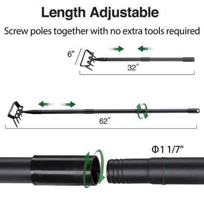 Stirrup Hoe and Cultivator Garden Tool Heavy Duty, Scuffle Loop Action Hoe Weeding Gardening Hand Tools for Women Kids Men, Metal Weeder Scraper Garden Hoe Rake Weed Puller Long Handle 32-62 inch