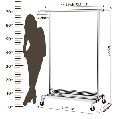 mahumahu Clothes Rack, 480LBS Clothing Rack with Wheels & Shelf, Rolling Racks for Hanging Clothes Portable Adjustable Garment Racks