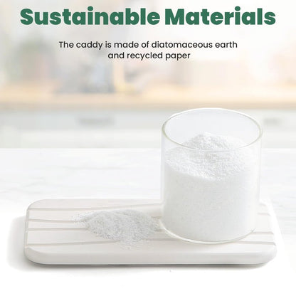 3PCS Water Absorbing Diatomaceous Earth Tray for Sink, Fast Drying Soap & Toothbrush Holders for Bathroom Counter, 1 Stone Tray, 2 Stone Coasters