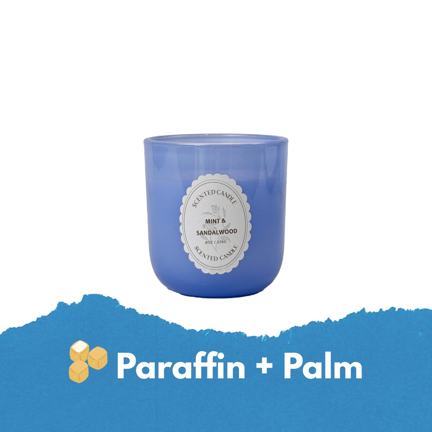 Mint & Sandalwood Scented Candle 8oz – CW Studio Color-Sprayed Glass Jar, Fresh Cool Mint & Warm Wood Aroma – Bathroom Kitchen Office Gift Candle for Women, Mother's Day Housewarming – 40-45 Hour Burn