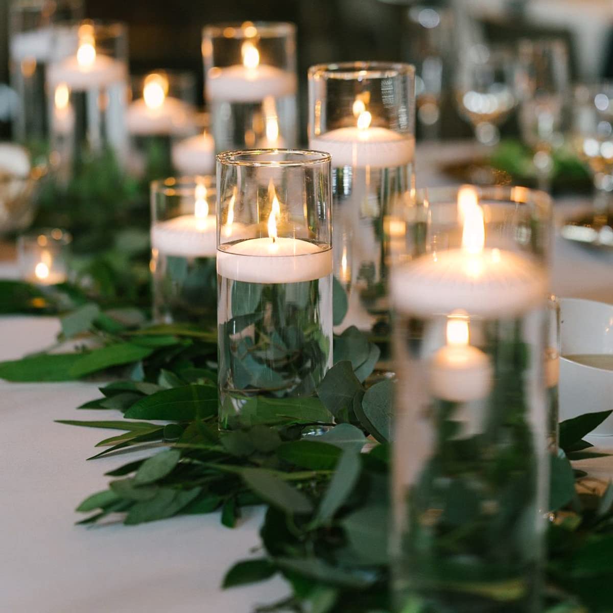 Set of 12 3 Inch White Floating Candles Large Unscented Dripless Water Wax Pool Candles for Vases, Centerpieces at Wedding, Party, Holiday- 10 Hour Burning