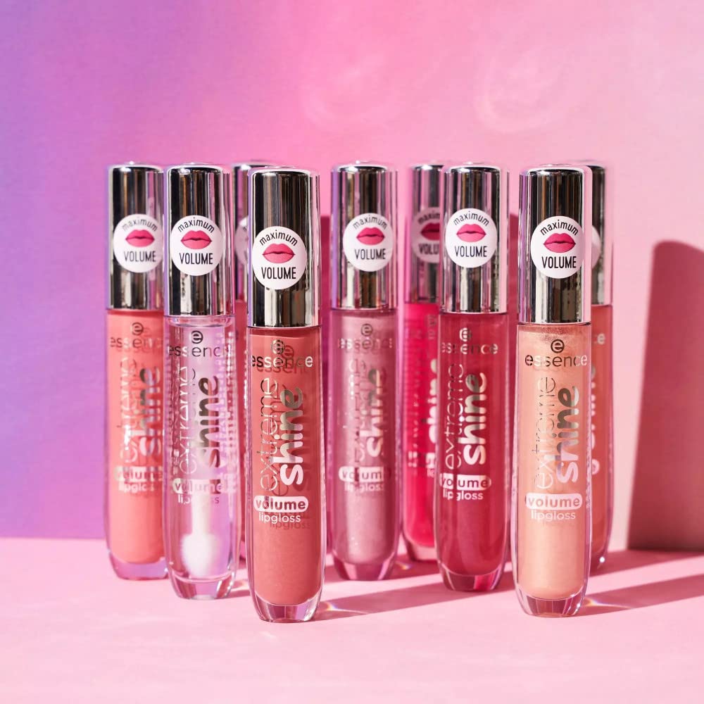 Essence Extreme Shine Volume Lip Gloss, No. 09 Shadow Rose, Nude, Radiantly Fresh, Shiny, Translucent, Vegan, Oil-Free, Alcohol-Free (5 ml)