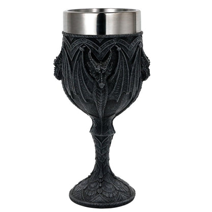 alikiki Medieval Black Dragon Wine Goblet - 7oz Dungeons and Dragons Game Gift of Throne Merchandise Stainless Steel Drinking Cup Dragon Collector Themed Party Decoration
