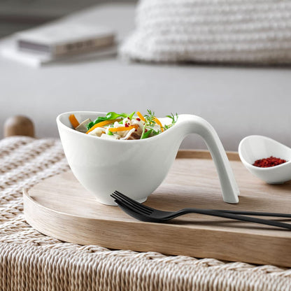 Villeroy & Boch Flow Bowl With Handle, Premium Porcelain, Made in Germany, 15 oz, White