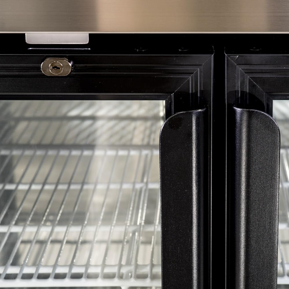 Empura 49" Back Bar Cooler Cabinet with 2 Swing Glass Doors | Commercial Refrigerator Fridge Beer Soda | 216 12-oz Bottle Capacity, 49.1”W x 24.4”D x 41.7”H, Stainless Steel Countertop, Black, 115v