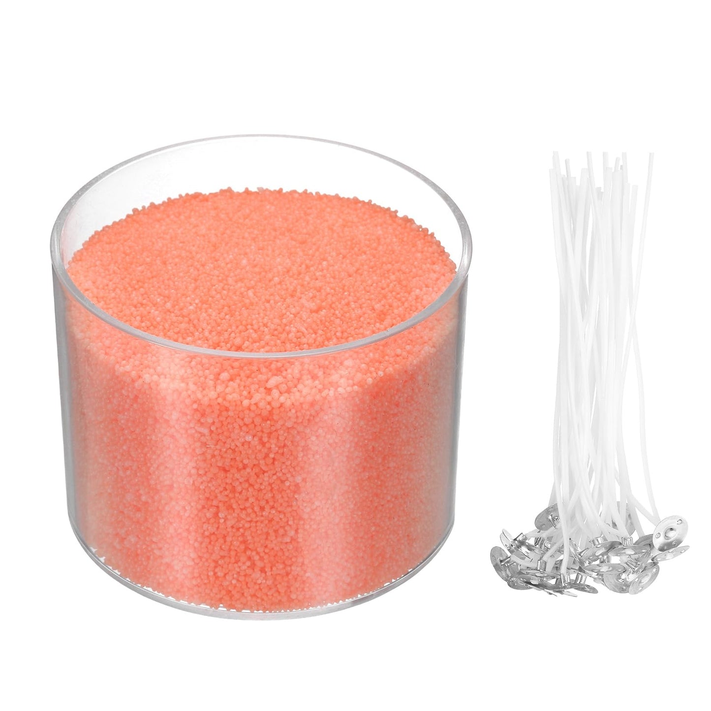 MECCANIXITY Pearled Sand Candles with 50 Pcs Wicks 21Oz / 600g Candle Beads Refillable Powder Sand Wax Making Kit for Thanksgiving Christmas Wedding Party DIY Home Crafts, Orange