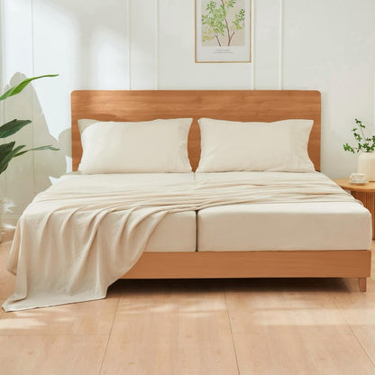 GOKOTTA 5 Pcs Split King Sheets Set for Adjustable Bed with Elastic Corner Straps, 16" Deep Pocket Sleep Number Sheets - Brushed Microfiber Polyester - Soft, Breathable, Wrinkle-Free - Beige