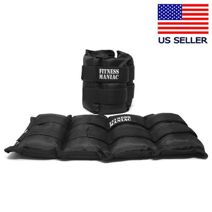 FITNESS MANIAC Ankle Weights with Double Straps Wrist Leg Weight for Walking Jogging Gym Exercise Gymnastics Aerobics 14 lbs (two 7-lbs)