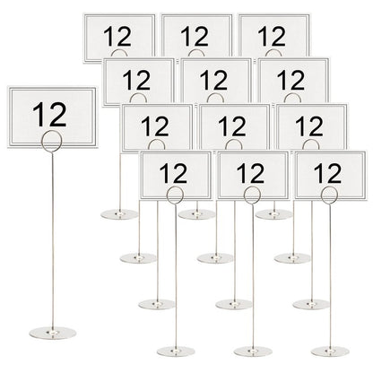 Tosnail 12 Pack 12" Tall Stainless Steel Table Number Holder, Table Card Holder Stand, Place Card Photo Display