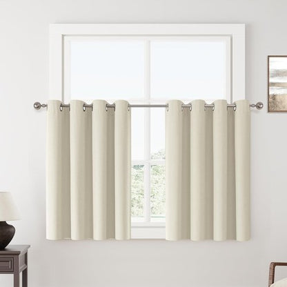 ChrisDowa Blackout Curtains - 100% Solid Birch | Thermal Insulated & Soundproof | 45" Long, 2 Panels