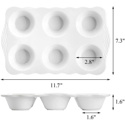 Hiceeden 2 Pack Ceramic Muffin Pans, 6 Cups Non-stick Muffin Tin Cupcake Baking Pans with Handles for Muffin Cakes, Egg Tarts, Mousse, Pot Pie, Jelly