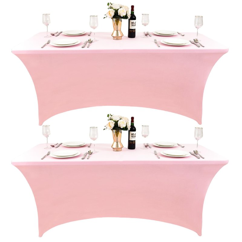 ZarzaaSik 6-Pack 4ft Spandex Table Covers for Rectangular Folding Tables - Wrinkle Resistant Stretch Tight Table Cloths - Ultimate Fitted Table Protector for Parties, Trade Shows, and Wedding